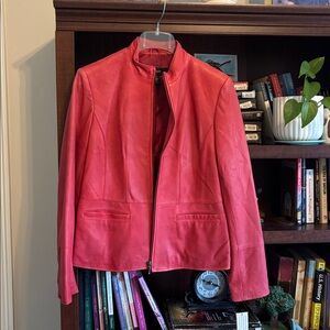 Alfani Women's Vibrant Red Leather Jacket